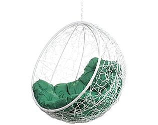Купить кресло Bigarden Kokos White BS (без стойки) Зеленая подушка