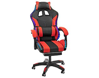Купить кресло Bradexhome Alfa Pro Vision с подножкой и RGB LED подсветкой, чёрный красный