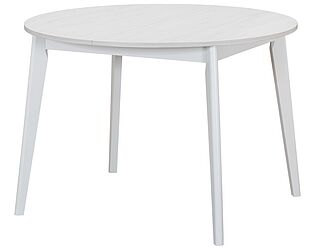 Купить стол Bradexhome Oslo круглый раскладной 110-140x110x76см, Сосна Рандерс структурное, белый