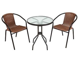 Купить комплект садовой мебели ЭкоДизайн BISTRO (стол круглый и 2 кресла (без оплетки на ручках)), C010+C001