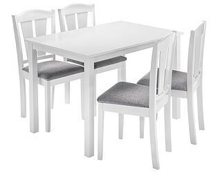 Купить обеденную группу Woodville Mali (стол и 4 стула) white / grey