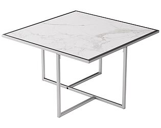 Купить стол Мебелик Лоренцо квадро керамогранит статуарио/хром