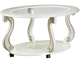 Купить стол Мебелик Овация (С) на колесах Слоновая кость/Золото