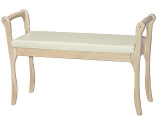 Купить скамейку Мебелик для прихожей с подлокотниками мягкая, Крем (экокожа)/Лак