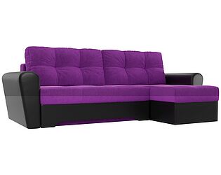 Купить диван Лига Диванов Амстердам микровельвет фиолетовый/эко кожа черный