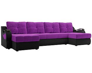 Купить диван Лига Диванов П-образный Меркурий микровельвет фиолетовый/черный