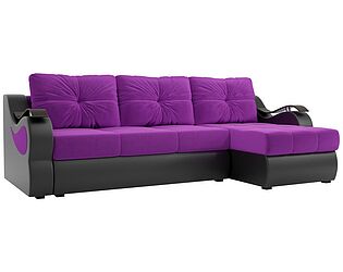 Купить диван Лига Диванов Меркурий микровельвет фиолетовый/ эко кожа черный