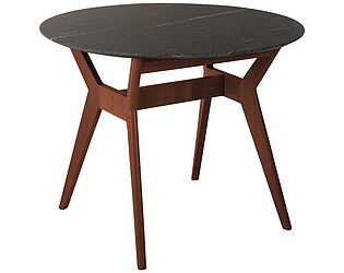 Купить стол R-Home Нарвик (диаметр 960) Мрамор графит/Темный орех