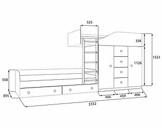 Кровать детская двухъярусная массив чертежи