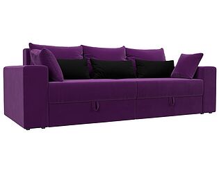 Купить диван Лига Диванов прямой Мэдисон микровельвет фиолетовый/ подушки черный