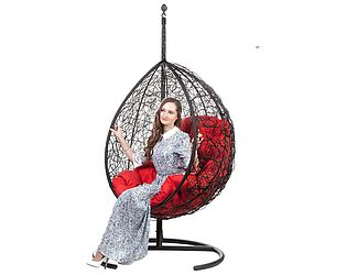 Купить кресло Bigarden Tropica Black (со стойкой) Красная подушка