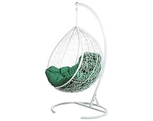 Купить кресло Bigarden Tropica White (со стойкой) Зеленая подушка