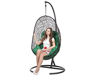 Купить кресло Bigarden Easy (со стойкой) Коричневое Зеленая подушка