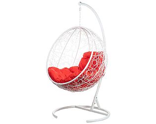 Купить кресло Bigarden Kokos White Красная подушка