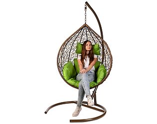 Купить кресло Bigarden Tropica Brown (со стойкой) Зелёная подушка