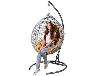 Купить кресло Bigarden Tropica Gray (со стойкой) Бежевая подушка