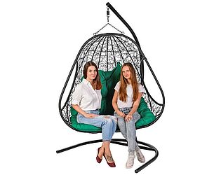 Купить кресло Bigarden Primavera Black (двойное со стойкой) Зелёная подушка