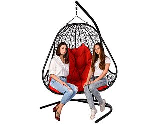 Купить кресло Bigarden Primavera Black (двойное со стойкой) Красная подушка