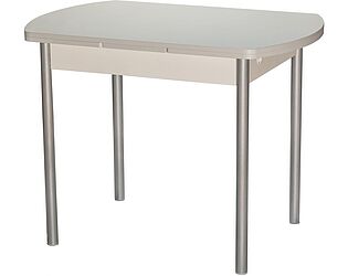 Купить стол ДМФ Аврора М2 ДП1-02-04 1000(1600)х670, ЛДСП:Жемчуг, Н/стола прямые Металлик