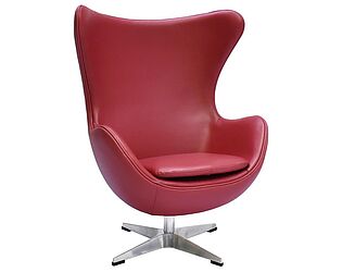 Купить кресло Bradexhome EGG CHAIR красный, натуральная кожа