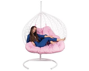 Купить кресло Bigarden Gemini promo white (со стойкой) Розовая подушка