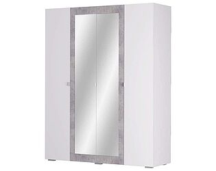Купить шкаф Шагус ТД Акация 4-х створчатый с зеркалом (Белое сияние/ Цемент светлый)